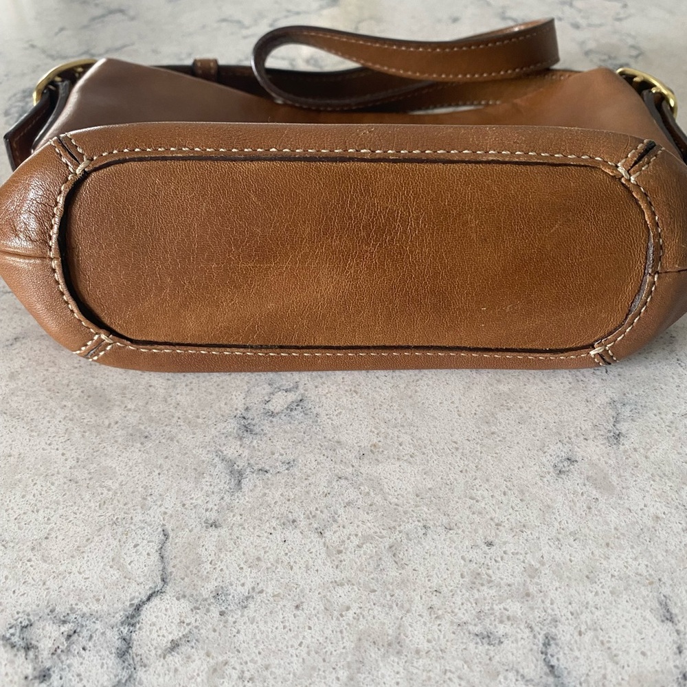 Vintage Coach Bag Brown Leather Classic C Print Lining Original Dust Bag - Picture 6 of 14